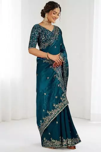 Jimmy choo embroidery work embellished wedding wear saree unstitched blouse piece