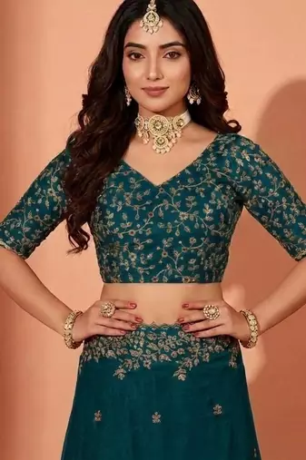 Jimmy choo embroidery work embellished wedding wear saree unstitched blouse piece