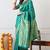 teal woven design silk blend ready to wear saree | pre draped party wear saree