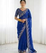 Jimmy choo embroidery work embellished wedding wear saree unstitched blouse piece
