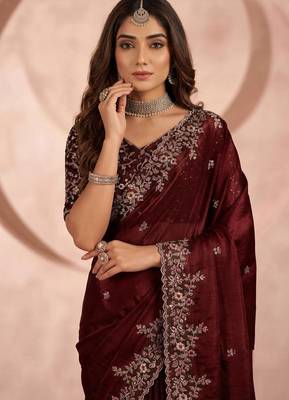 Jimmy choo embroidery work embellished wedding wear saree unstitched blouse piece 5