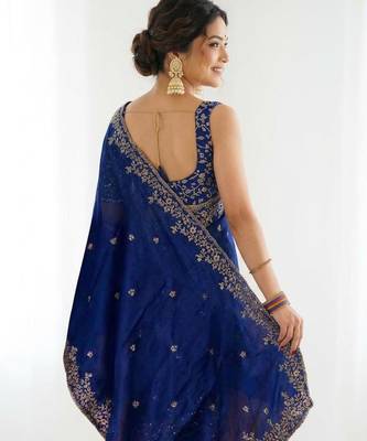 Jimmy choo embroidery work embellished wedding wear saree unstitched blouse piece 3
