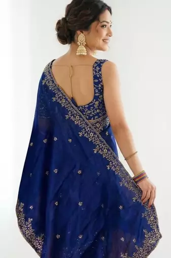Jimmy choo embroidery work embellished wedding wear saree unstitched blouse piece
