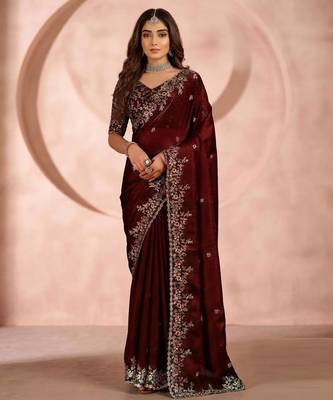 Jimmy choo embroidery work embellished wedding wear saree unstitched blouse piece 1