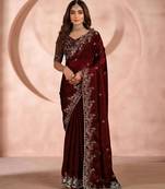 Jimmy choo embroidery work embellished wedding wear saree unstitched blouse piece