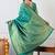 teal woven design silk blend ready to wear saree | pre draped party wear saree