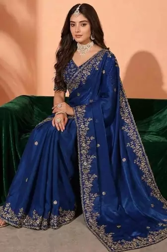 Jimmy choo embroidery work embellished wedding wear saree unstitched blouse piece
