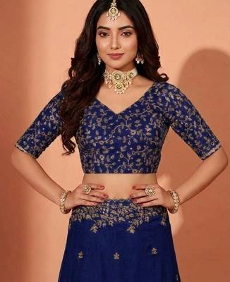 Jimmy choo embroidery work embellished wedding wear saree unstitched blouse piece 5