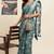 teal shibori/tie & dye print cotton blend ready to wear saree with pocket | pre draped party wear saree