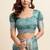 teal shibori/tie & dye print cotton blend ready to wear saree with pocket | pre draped party wear saree