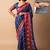blue stripes print cotton silk ready to wear saree | pre draped party wear saree