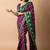 magenta stripes print cotton silk ready to wear saree | pre draped party wear saree