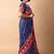 blue stripes print cotton silk ready to wear saree | pre draped party wear saree