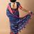 blue stripes print cotton silk ready to wear saree | pre draped party wear saree