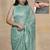 green paisley print chiffon ready to wear saree | pre draped party wear saree