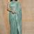 green paisley print chiffon ready to wear saree | pre draped party wear saree