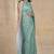 green paisley print chiffon ready to wear saree | pre draped party wear saree