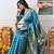 turquoise leheriya silk blend ready to wear saree | pre draped party wear saree