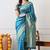 turquoise leheriya silk blend ready to wear saree | pre draped party wear saree