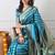 turquoise leheriya silk blend ready to wear saree | pre draped party wear saree