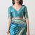 turquoise leheriya silk blend ready to wear saree | pre draped party wear saree