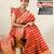 orange leheriya silk blend ready to wear saree | pre draped party wear saree