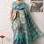 turquoise leheriya print silk blend ready to wear saree with pocket | pre draped party wear saree