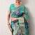 turquoise leheriya print silk blend ready to wear saree with pocket | pre draped party wear saree