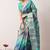 turquoise leheriya print silk blend ready to wear saree with pocket | pre draped party wear saree