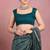 teal geometric print cotton blend ready to wear saree with pocket | pre draped party wear saree