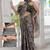 taupe geometric print chiffon ready to wear saree | pre draped party wear saree