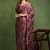 wine geometric print chiffon ready to wear saree | pre draped party wear saree