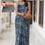 blue geometric print chiffon ready to wear saree | pre draped party wear saree
