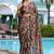 grey geometric print chiffon ready to wear saree | pre draped party wear saree