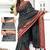 black geometric print cotton silk ready to wear saree | pre draped party wear saree