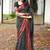 black geometric print cotton silk ready to wear saree | pre draped party wear saree