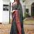 black geometric print cotton silk ready to wear saree | pre draped party wear saree