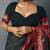 black geometric print cotton silk ready to wear saree | pre draped party wear saree