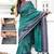 teal geometric print cotton silk ready to wear saree | pre draped party wear saree