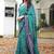teal geometric print cotton silk ready to wear saree | pre draped party wear saree