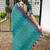 teal geometric print cotton silk ready to wear saree | pre draped party wear saree