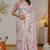 pink floral print silk blend ready to wear saree with pocket | pre draped party wear saree