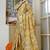 green floral print silk blend ready to wear saree with pocket | pre draped party wear saree