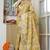 green floral print silk blend ready to wear saree with pocket | pre draped party wear saree