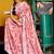 pink floral print silk blend ready to wear saree with pocket | pre draped party wear saree
