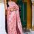 pink floral print silk blend ready to wear saree with pocket | pre draped party wear saree