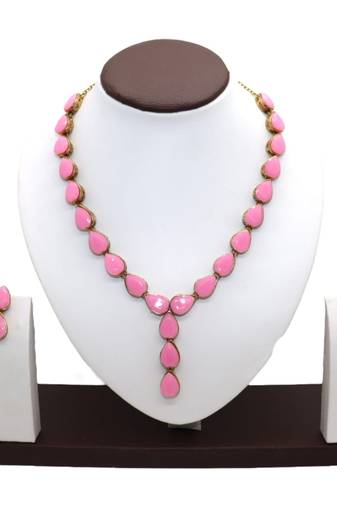 Light pink metal copper pink jewellery set for women