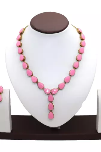Light pink metal copper pink jewellery set for women