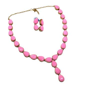 Light pink metal copper pink jewellery set for women 2