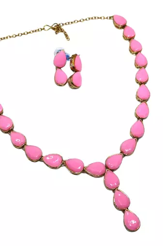 Light pink metal copper pink jewellery set for women